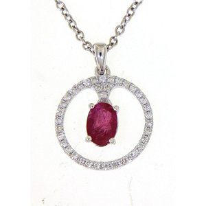 Real Diamond Ruby Round Pendant Oval Gemstone